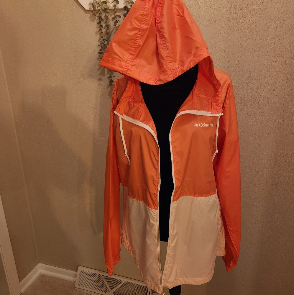 Columbia Vibrant Orange and Cream Hooded Jacket